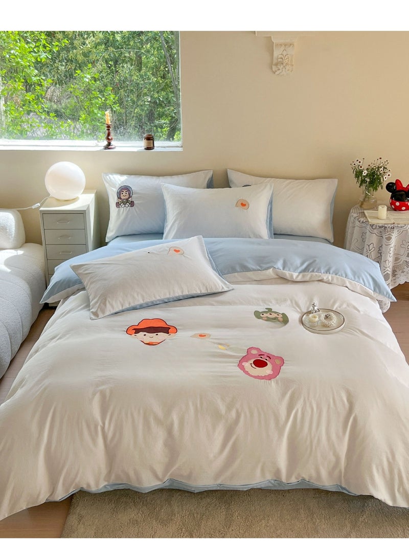 Bed Sheet Style — High End Cartoon Pattern Washed Cotton Bedding Four Piece Set - Image 2