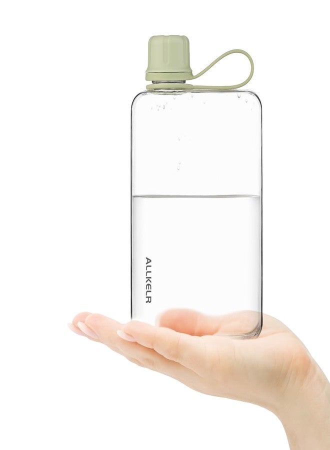ALLKELR Portable Flat Water Bottle,BPA Free Reusable Tritan Plastic Travel Water Bottle Cup,Lightweight Leakproof Slim Water Bottle Fits Purse,Backpacking, Hiking (Green, 17 oz) - Image 2