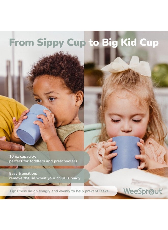 WeeSprout Bamboo Grow-With-Me Sippy Cups with Lids, 10 oz Set of Four, Babies Kids & Toddlers, Made With Bamboo & 100% Silicone, Bite Spout Design, Dishwasher Safe - Image 3