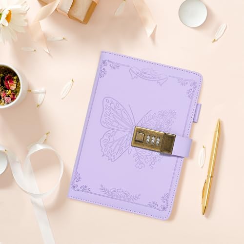 Billtigif Diary with Lock, Journal for Women Girls, Vintage Refillable Secret Journal, Locking Notebook Gift for Girls with Combination Lock, 5.3'' x 7.8'' (Light Purple) - Image 3