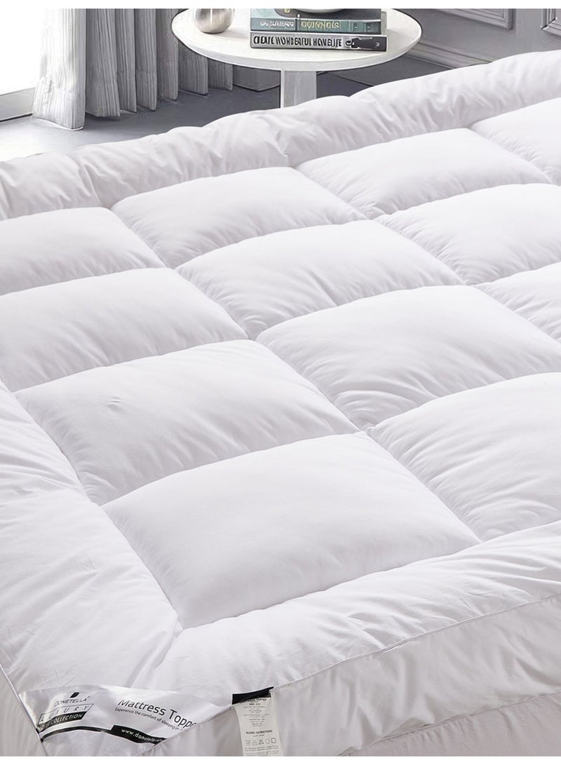 Donetella Single Size Mattress Topper 90x190x30+14 cm – Brushed Microfiber Shell, 1200 GSM Down Alternative Fill, Fits Up to 30 cm Deep - Image 2