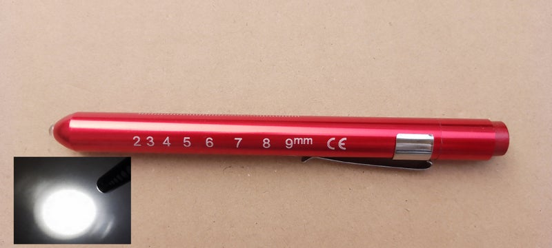 LED Diagnostic Penlight Pupil Oral Exam Clip Torch Red-white light Red-white light