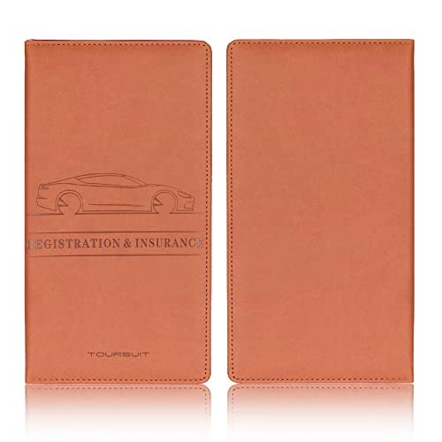 TOURSUIT Car Registration and Insurance Card Holder, Vehicle License Document Glove Box Compartment Organizer, Interior Car Accessories for Women Men Teens (Brown) - Image 3