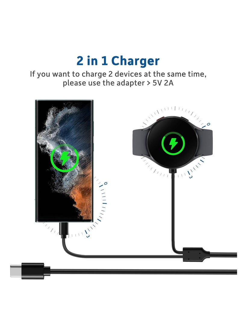 2 in 1 Charger for Samsung Galaxy Watch 7/Ultra/6/6 Classic/5/5 Pro/4/4 Classic/3/Active 2/Active 1/Fe,Nylon Braided Magnetic Fast Charging Cable for Samsung Phone and Watch - Image 3