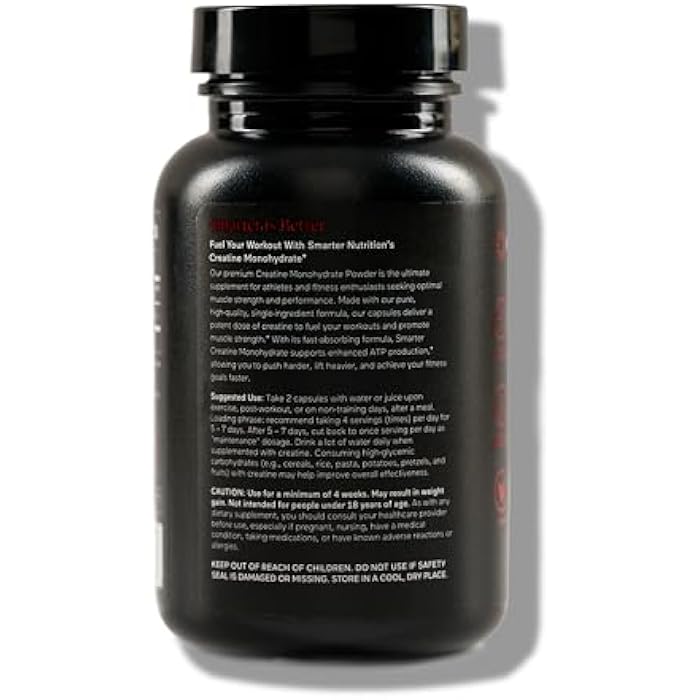 SMARTERNUTRITION Creatine Monohydrate Pills with 2500mg (2.5g) Per Serving, Vegan Capsules - Pre & Post Workout Recovery Support, Promotes Muscle Mass &. Endurance - 60 Count[30-Day Supply] - Image 2