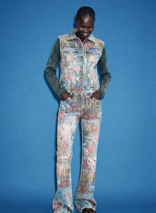 Printed denim jacket