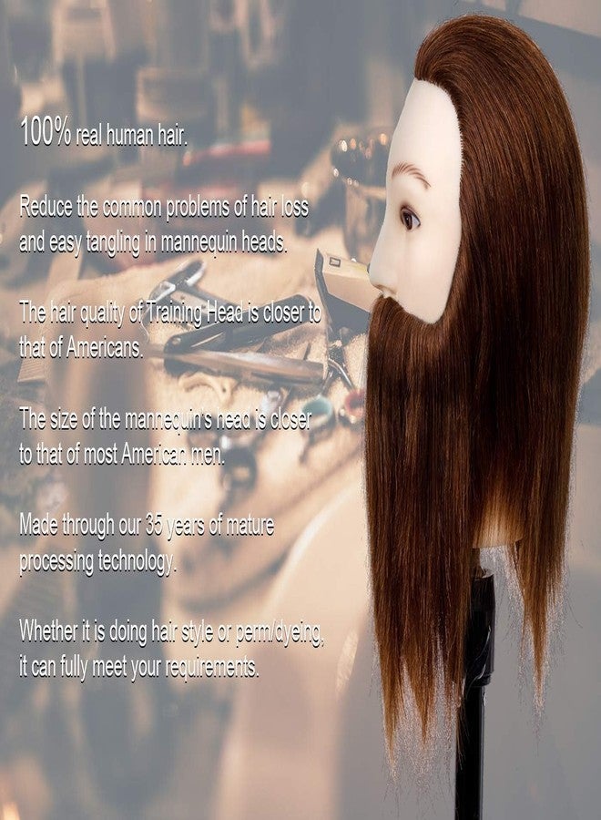 Stancia Male Mannequin Head,Training Head with 100% Human Hair,14” Barber Mannequin Head, Hairdresser Manikin Head, Training Doll Head for Hair Styling and Practice(with Beard,Dark Brown) - Image 5