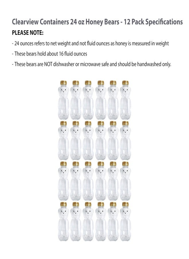 Clearview Containers - 12 Pack of 24 Ounce Honey Bears with Sealable Gold Flip Top Lids (24 oz. Bear, 12pk, Gold) - Image 4