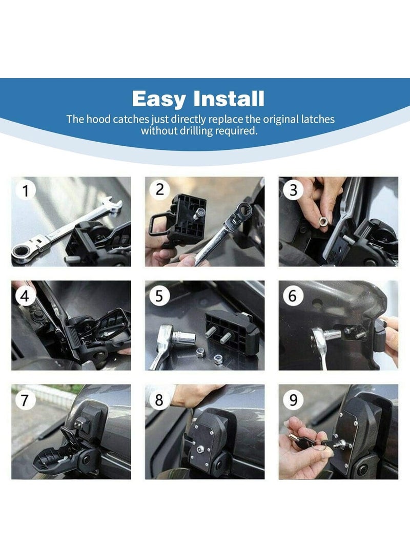 YOUWE7 Factory Locking Hood Latches with Keys Compatible with Jeep Wrangler JL JLU 2018-2023 & Jeep Gladiator JT 2020-2023 (2pcs) - Image 4