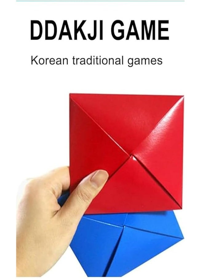 Generic - Flip-Up Paper Ddakji Game, Blue and Red Ddakji Game, Hard Cardboard Hitting Game, Game with Friends (2 Ddakji) - Image 1