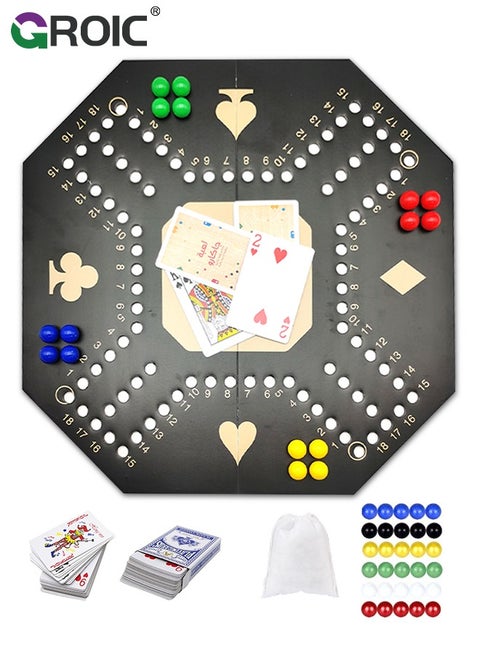 Jackaroo Board Game,Ludo Board Game,Folding Board Game for 4 Players with 16 Marbles and Cards,38 cm x 38 cm Size,Jackaroo Game Family Game Marble Game