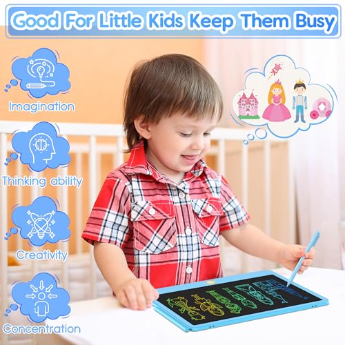 Hockvill LCD Writing Tablet for Kids 12 Inch, Toys for Boys Girls Drawing Pad for 3 4 5 6 7 Year Old Kids Toys, Toddler Erasable Doodle Board Travel Essentials, Children’s Day Gift for Kids - Blue - Image 3