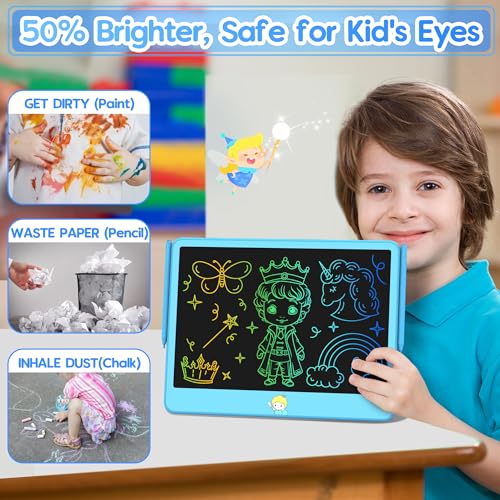 Hockvill LCD Writing Tablet for Kids 12 Inch, Toys for Boys Girls Drawing Pad for 3 4 5 6 7 Year Old Kids Toys, Toddler Erasable Doodle Board Travel Essentials, Children’s Day Gift for Kids - Blue - Image 2