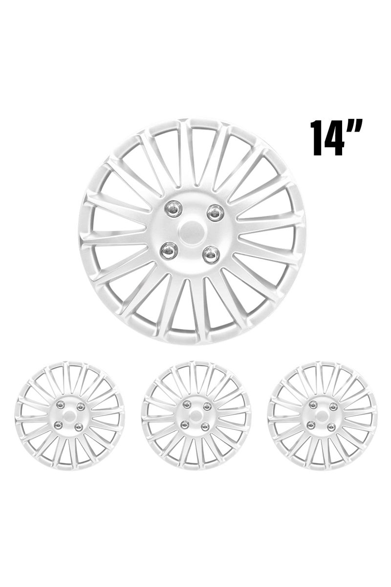 Set of 4 Silver 14-Inch Wheel Covers with Flamingo 500ml Wheel & Rim Cleaner – Universal Fit Hub Caps, Safe for Alloy & Chrome Wheels, Easy Spray Application_ - Image 2