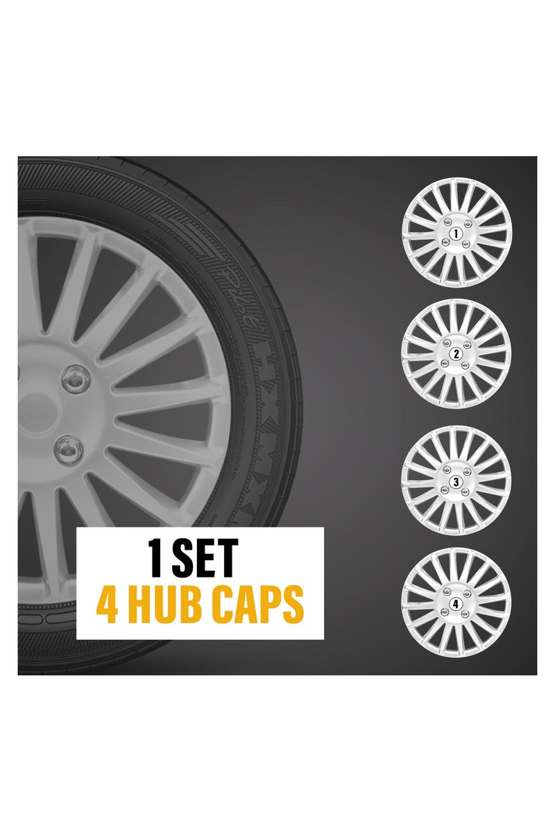 Set of 4 Silver 14-Inch Wheel Covers with Flamingo 500ml Wheel & Rim Cleaner – Universal Fit Hub Caps, Safe for Alloy & Chrome Wheels, Easy Spray Application_ - Image 5