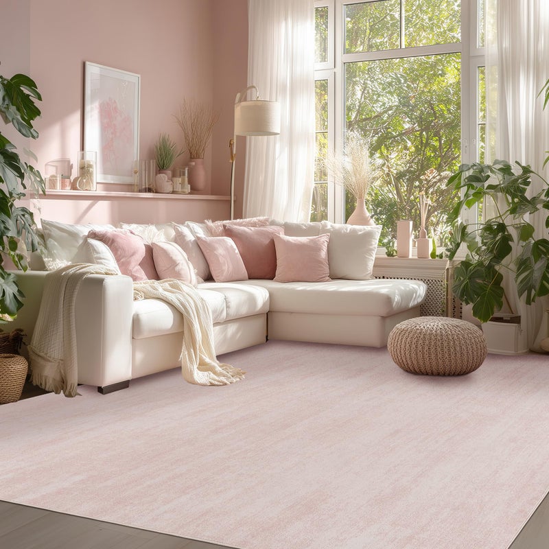BILEEHOME Pink Area Rugs for Bedroom,Boho Washable Neutral Baby Rug for Nursery,6x9,Blush Pink Low Pile Soft Ombre Rug for Living Room Dining Room Kids Room Office 6 x 9 - Image 2