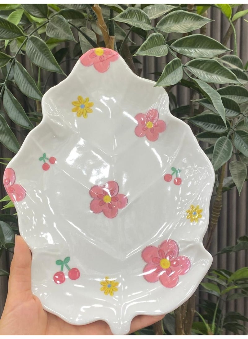 Melamine leaf-shaped snack plate 25*19