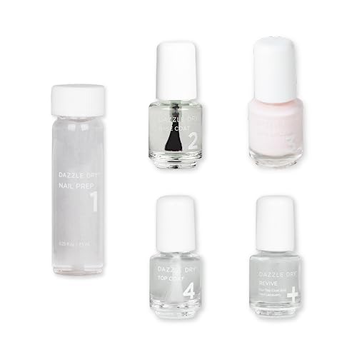 Dazzle Dry Mini Kit 4 Step System - At First Blush - A pale, subtle off-white pink. Full coverage cream. (5 Piece Kit / 5 Manicures) - Image 1