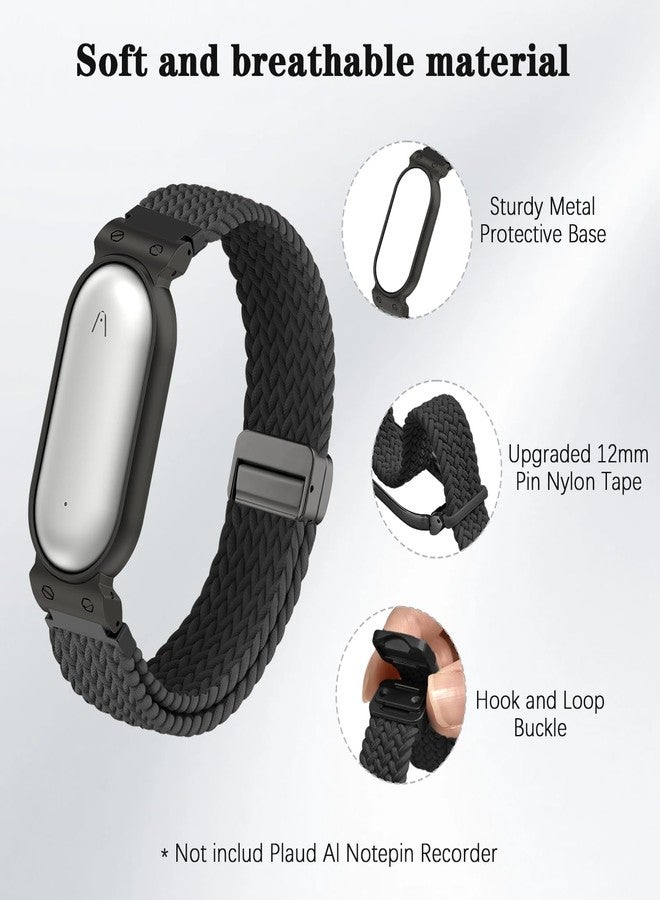 Bolesi Wristband Compatible with Plaud NotePin S/NotePin AI Voice Recorder,Metal Protective Case Soft Stretchy Breathable Nylon Magnetic Clasp Strap for Plaud NotePin Voice Recorder Accessory - Image 2