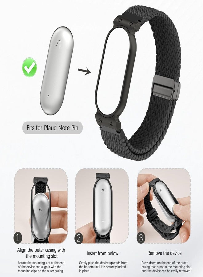 Bolesi Wristband Compatible with Plaud NotePin S/NotePin AI Voice Recorder,Metal Protective Case Soft Stretchy Breathable Nylon Magnetic Clasp Strap for Plaud NotePin Voice Recorder Accessory - Image 5