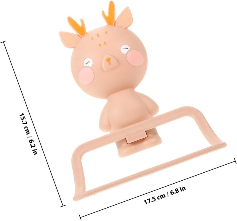 Milisten Cartoon Elk Hand Towel Ring Holder Wall-Mounted Punch-Free Bathroom Towel Rack for Cute Deer Design for Nursery and Washroom - Image 2