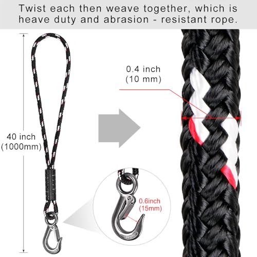 BeneLabel Tree Swing Rope, 39 inch, Hammock Tree Swing Hanging Strap, Heavy Duty Hook, for Indoor Outdoor Swing Hammock Playground Set Accessories, 1 Pcs, Black - Image 2