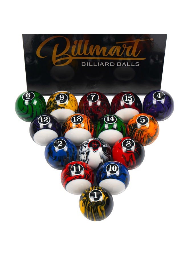 Billmart Billiard Balls Set 16 Pool Table Balls (Black Marble Premium) - Image 1
