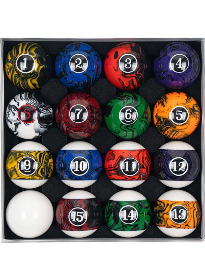 Billmart Billiard Balls Set 16 Pool Table Balls (Black Marble Premium) - Image 2