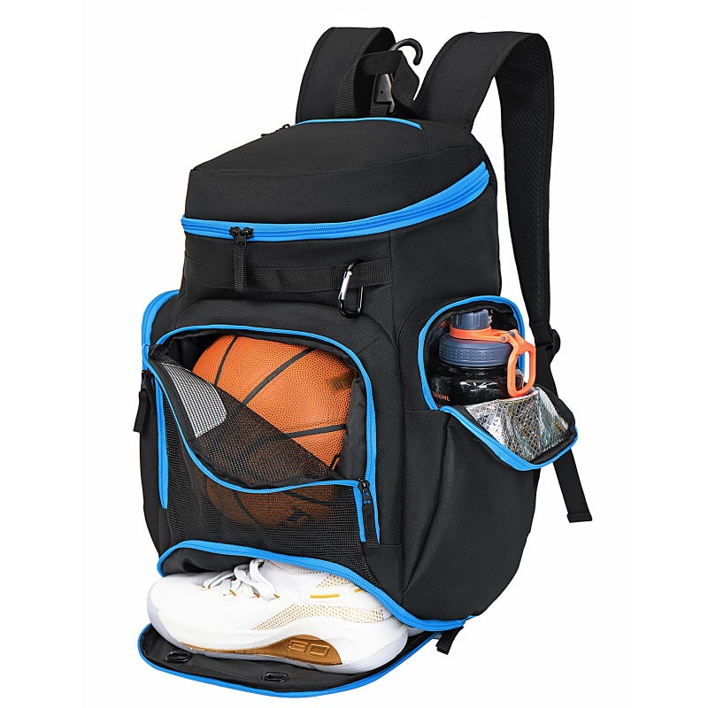 LARIPOP Large Basketball Backpack Sports Gym Bag with Ball Holder Ventilated Shoe Compartment Insulated Cooler Pockets Reflective Strips Fence Hook for Men Youth Athletic Training - Image 2