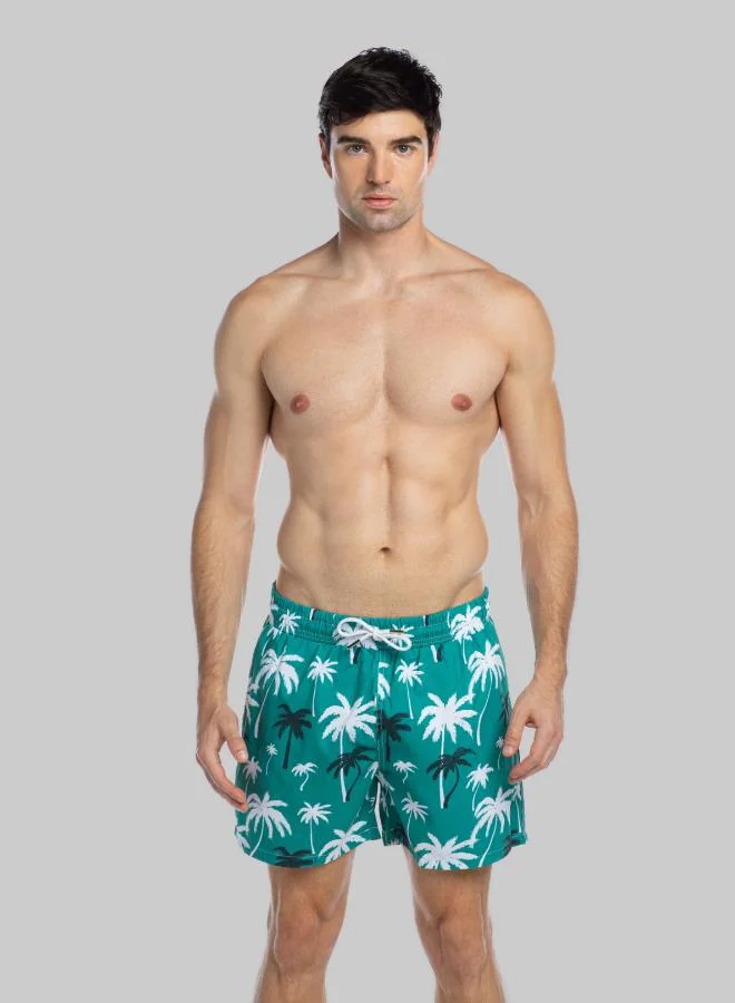 Just Nature Palms in Green Swim Shorts