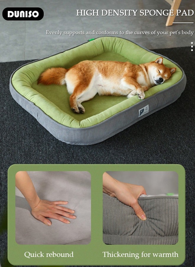 DUNISO Rectangle Dog Bed, Soft Pet Bed with Removable Washable Cover, Comfortable Pet Sofa with Anti-Slip Bottom, Breathable Cats Bed with Heavy Fillers for Small Medium Large Dogs Cats Pet - Image 2