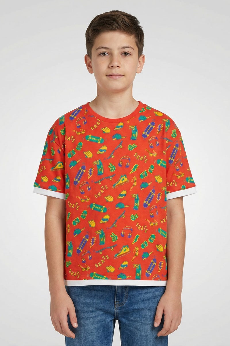 Hamleys Kids Boy Crew Neck Short Sleeve Graphic Print T-Shirt, Multicolor - Image 1