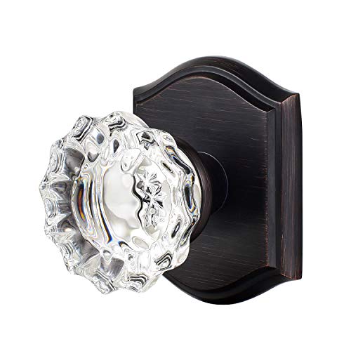 CLCTK Passage Glass Door Knobs Interior, Antique Crystal Door Knobs for Hall Closet, Oil Rubbed Bronze Door Knob - Image 1