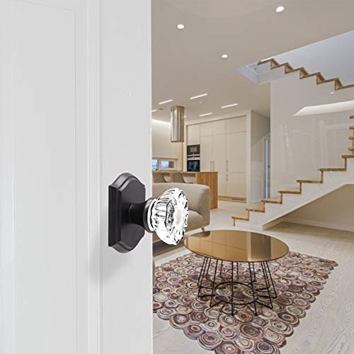 CLCTK Passage Glass Door Knobs Interior, Antique Crystal Door Knobs for Hall Closet, Oil Rubbed Bronze Door Knob - Image 3