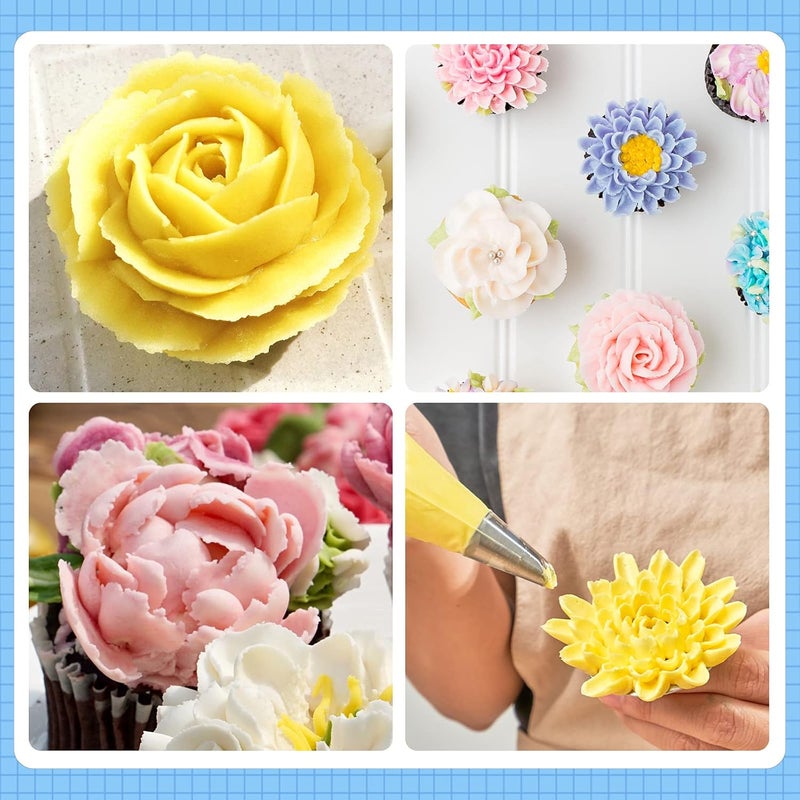 Kasmoire 8 Pcs Rose Flower Piping Tips Set,Petal Icing Tips with 10 Pcs Disposable Piping Bags for Cake Decorating - Image 5