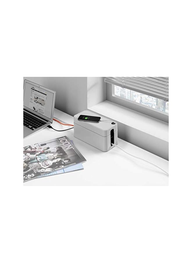 Durable 503510 CAVOLINE BOX S Grey Cable Management Box with USB Cable Outlet | Extension Lead Box Tidy & Cable Clutter Organisation - Image 5