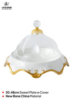 Life Smile LIFE SMILE Cake Stand with Lid - Multifunctional Serving Dish and Cake Plate,Use as Salad Bowl/Veggie Platter/Punch bowl/Desert Platter/Nachos & Salsa Plate  - Image 2