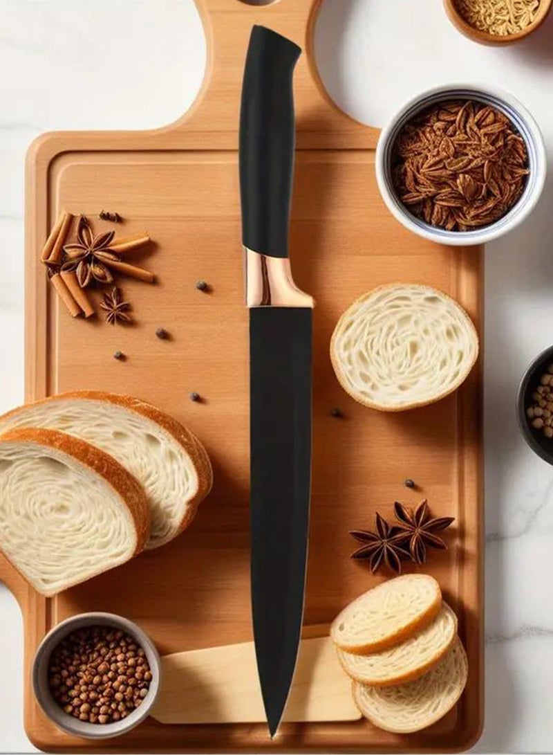 19-Piece Stainless Steel Kitchen Knife And Silicone Spoon Black Cooking Set - Image 3