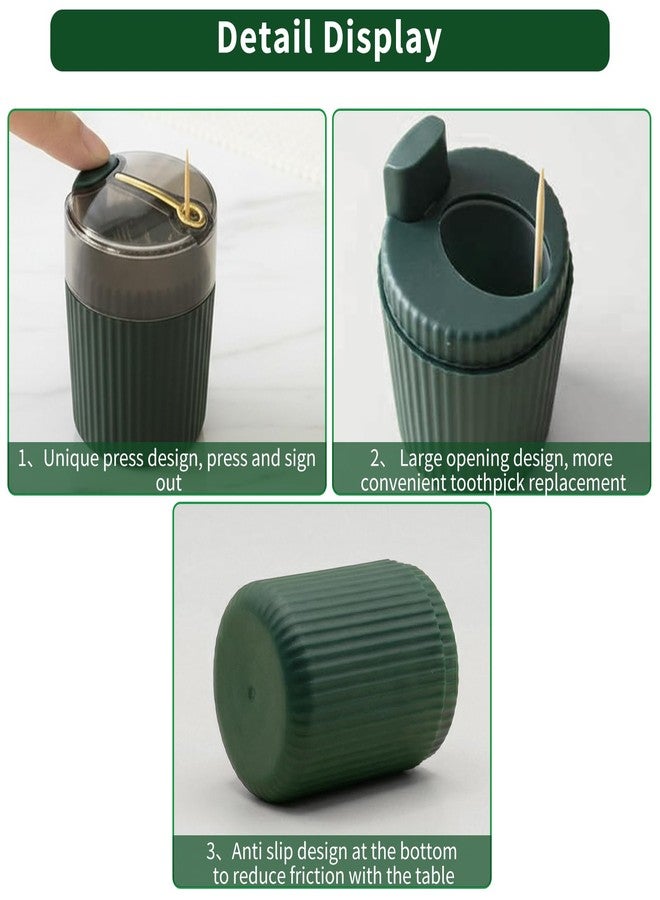 Tydlig Pop-Up Automatic Toothpick Dispenser - Luxury Push-Button Portable Toothpick Holder, Pop-Out Toothpick Jar for Home & Outdoor Use, Compact Tabletop Dispenser (Dark Green) - Image 5