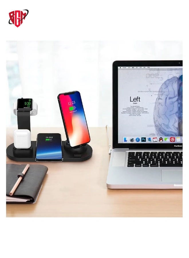 Wireless Charger,6 in 1 Wireless Fast Charging, Stand for Apple Watch Series 6/SE/5/4/3/2/1, Qi Wireless Charging Dock for iPhone 12/11/Pro/Max/XS/Max/XR/XS/X