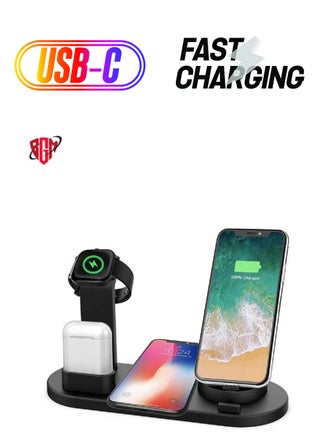 Wireless Charger,6 in 1 Wireless Fast Charging, Stand for Apple Watch Series 6/SE/5/4/3/2/1, Qi Wireless Charging Dock for iPhone 12/11/Pro/Max/XS/Max/XR/XS/X - pzsku/Z15AD737C849183D44962Z/45/_/1738266779/97745f3c-687a-46dc-b2a7-98472d500a09
