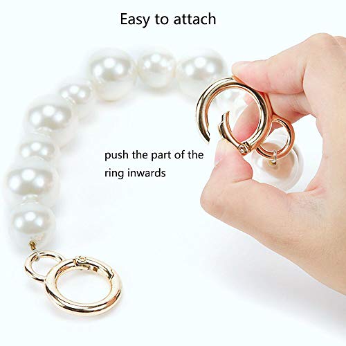 Xiazw Sturdy Large Imitation Pearls Bead Purse Handle Straps Bag Charms Handbag Chains Replacement Accessories Decoration (Off White with Gold Clasp) - Image 5