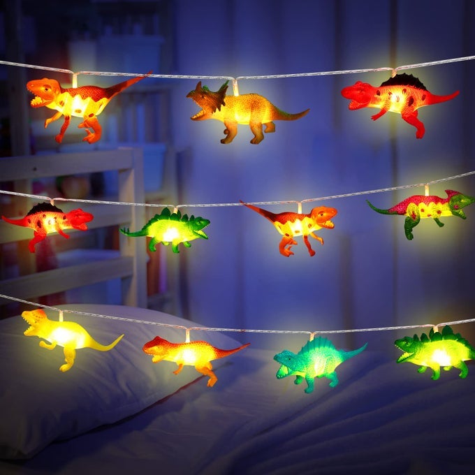 LED DINOSAUR STRING LIGHTS BATTERY OPERATED DINOSAUR LIGHTS STRING REALISTIC LOOKING DINO LIGHT FOR BOYS BEDROOM DECOR TENT GARDEN PATIO DECORATION164 FT
