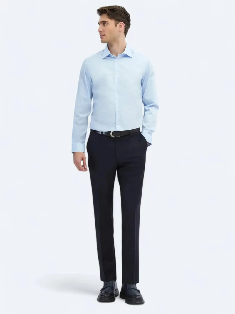 Kip Dark Blue Plain Slim Fit Woven Classic 100% Cotton Shirt