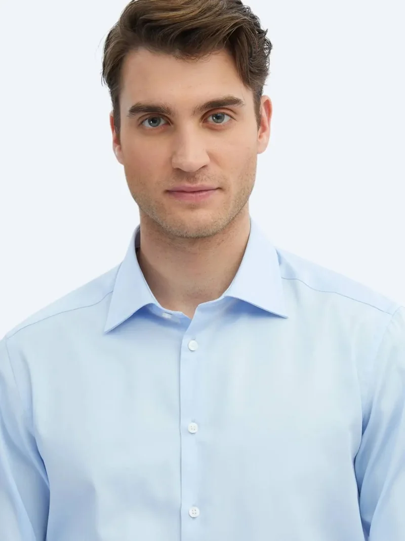 Kip Dark Blue Plain Slim Fit Woven Classic 100% Cotton Shirt