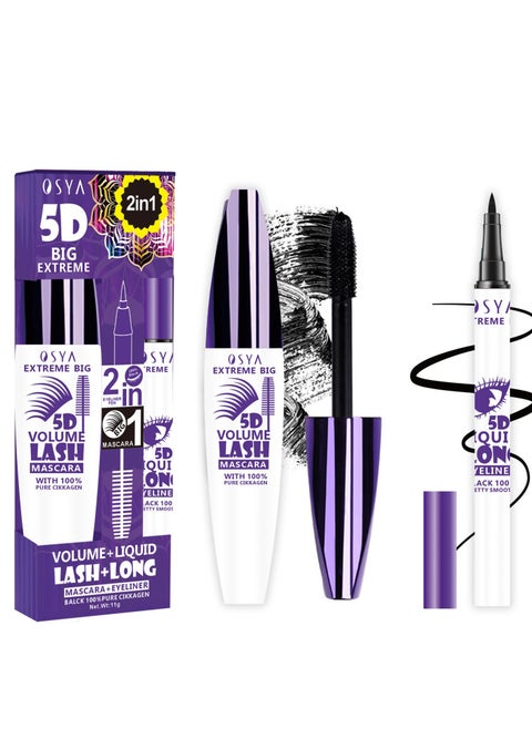 2 In 1 Eyeliner and Mascara Set Black