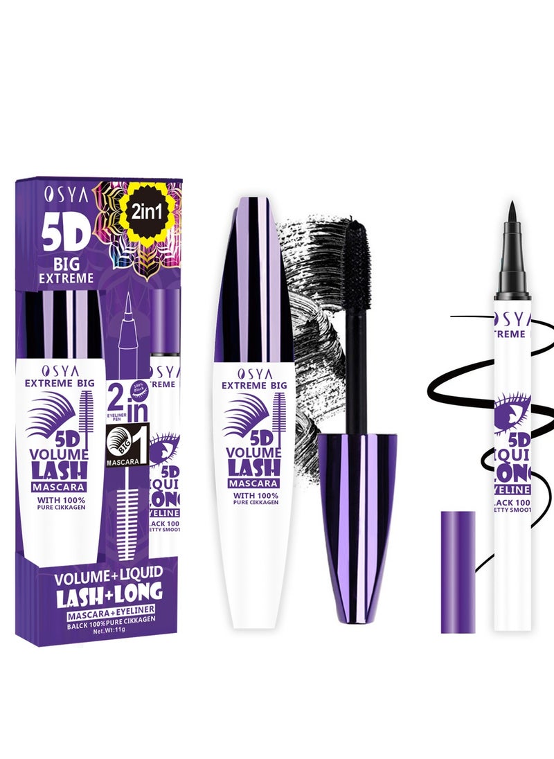 2 In 1 Eyeliner and Mascara Set Black
