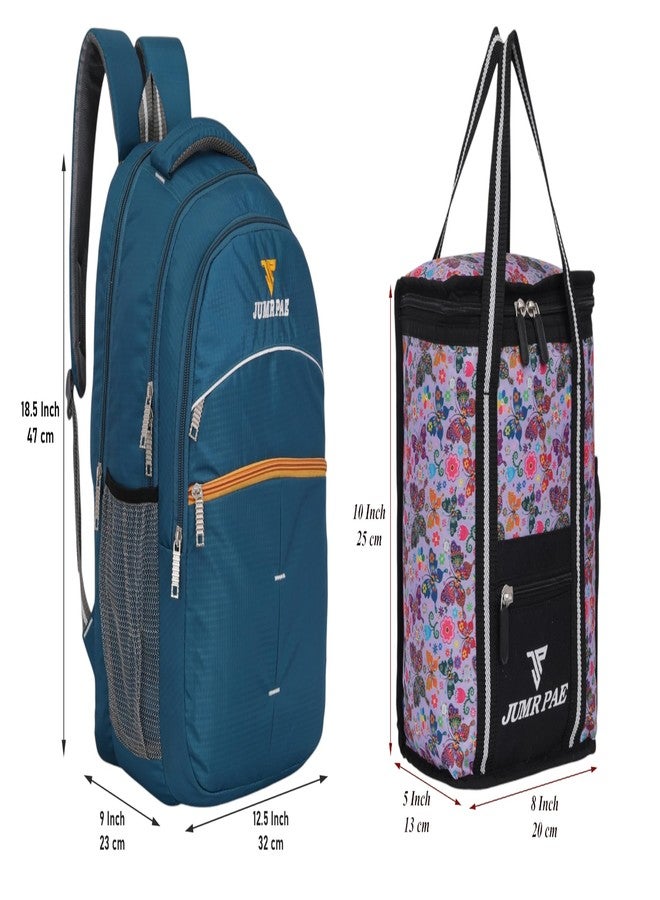 JUMRPAE New Combo Of Waterproof Polyester Lunch Bag And School Bag College Backpack Laptop Bag Travel Backpack For Men And Women (BAG02+LBAG07MUL/2) - Image 2