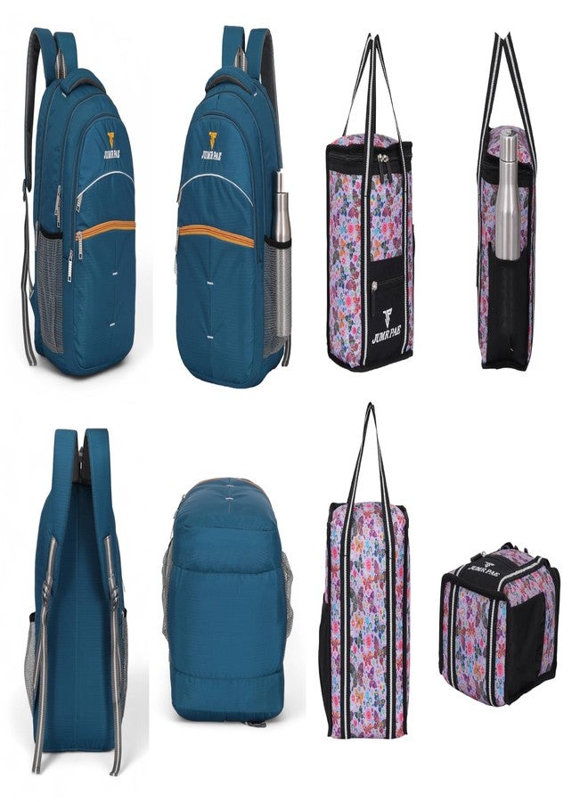 JUMRPAE New Combo Of Waterproof Polyester Lunch Bag And School Bag College Backpack Laptop Bag Travel Backpack For Men And Women (BAG02+LBAG07MUL/2) - Image 3