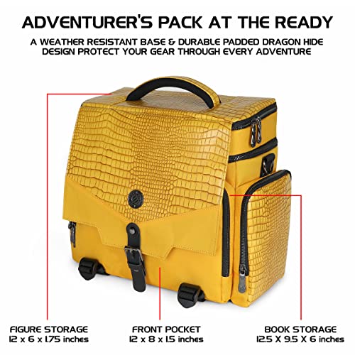 ENHANCE Collectors Edition RPG Adventurers DnD Bag Dragon Hide Exterior Travel RPG Bag with Tabletop Miniatures Storage Vault Mat Holder DnD Dice Token Pockets Fits 48 Books Dragon Gold - Image 5